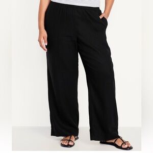 Hight-waisted linen blend wide leg women’s pants -Large/pettite